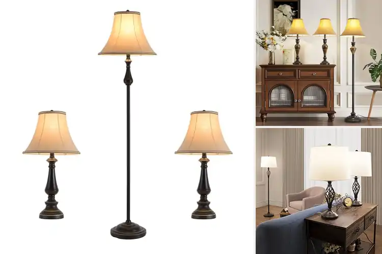 Detailed view of Best Art Deco Style Floor Table Lamp Set