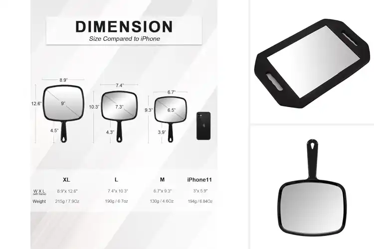 Detailed view of Best Black Rectangular Mirror With Non Slip Handle