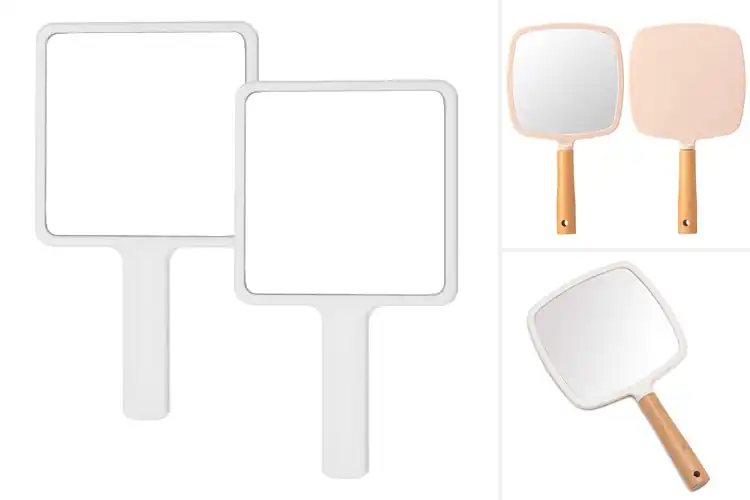 Detailed view of Best Compact Square Hand Mirror With Handle