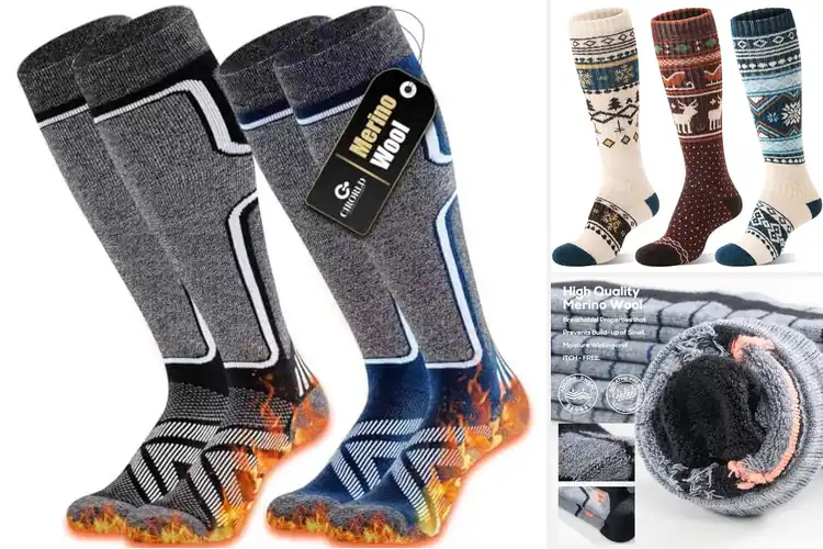 Detailed view of Best Merino Wool Insulated Ski Socks