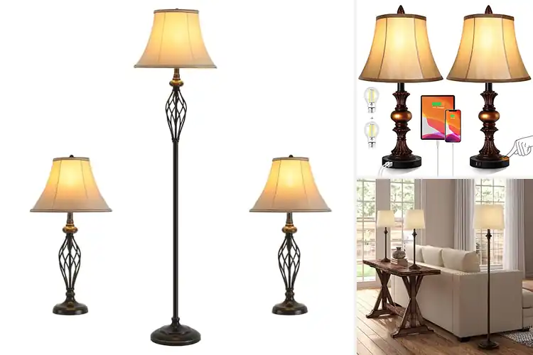 Detailed view of Best Vintage Bronze Finish Lamp Sets